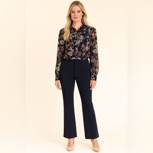 ONLY Navy floral daisy long sleeve blouse NWT